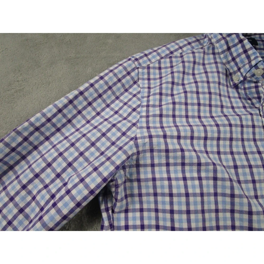 J‎ Crew Shirt Mens Large Blue Plaid Slim Fit Cotton Button Down Long Sleeve